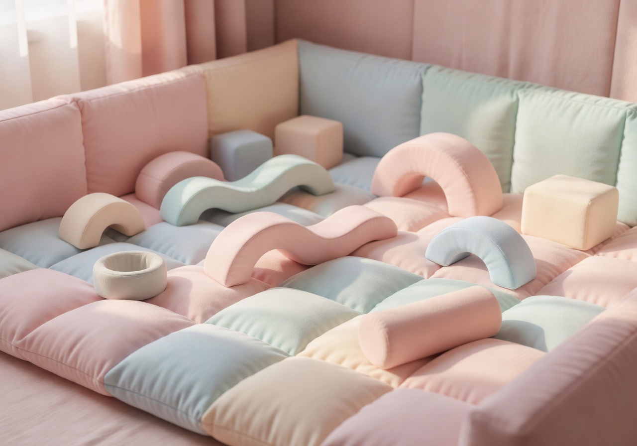 Soft pastel baby cove with foam play shapes
